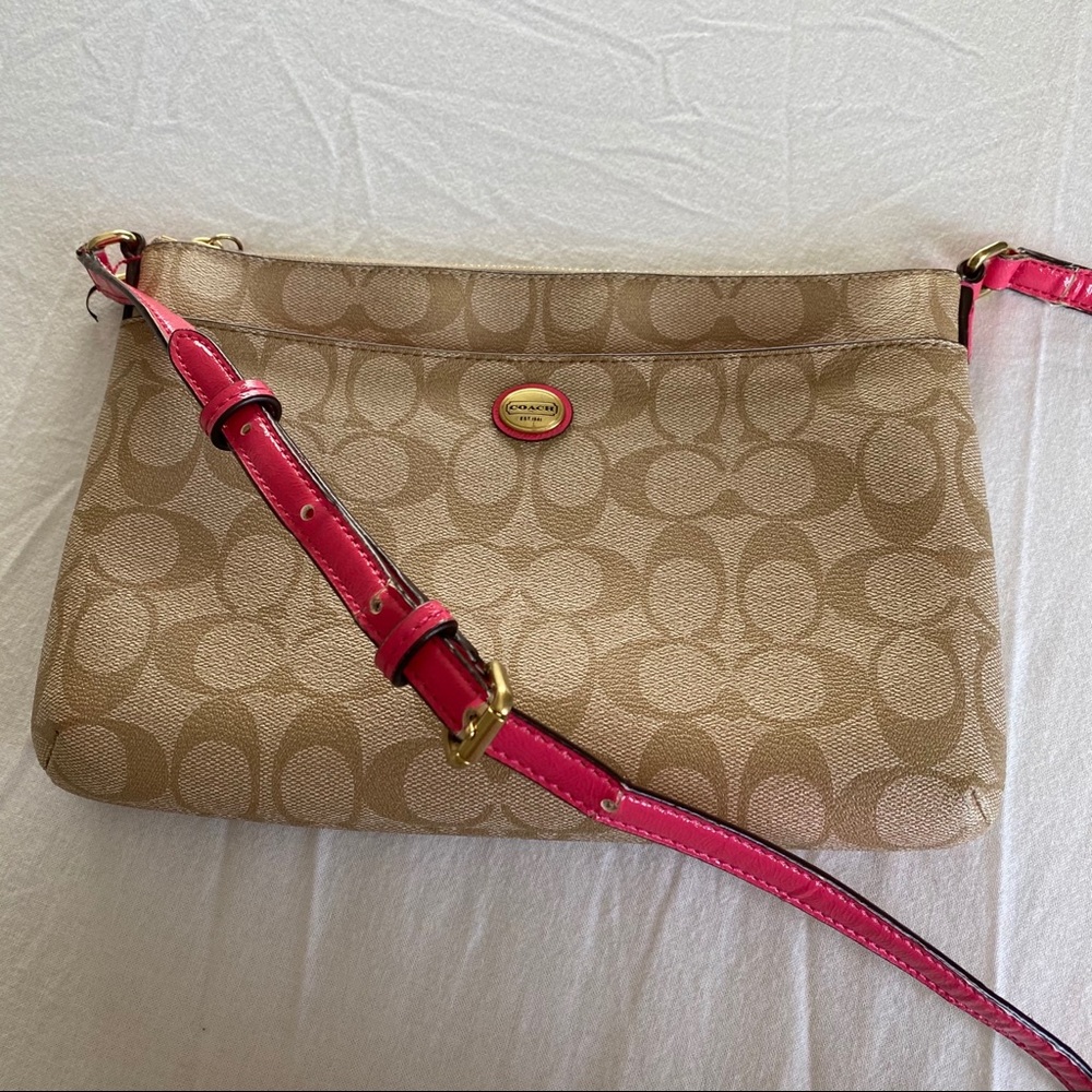 Coach Crossbody w/ Hot Pink Strap